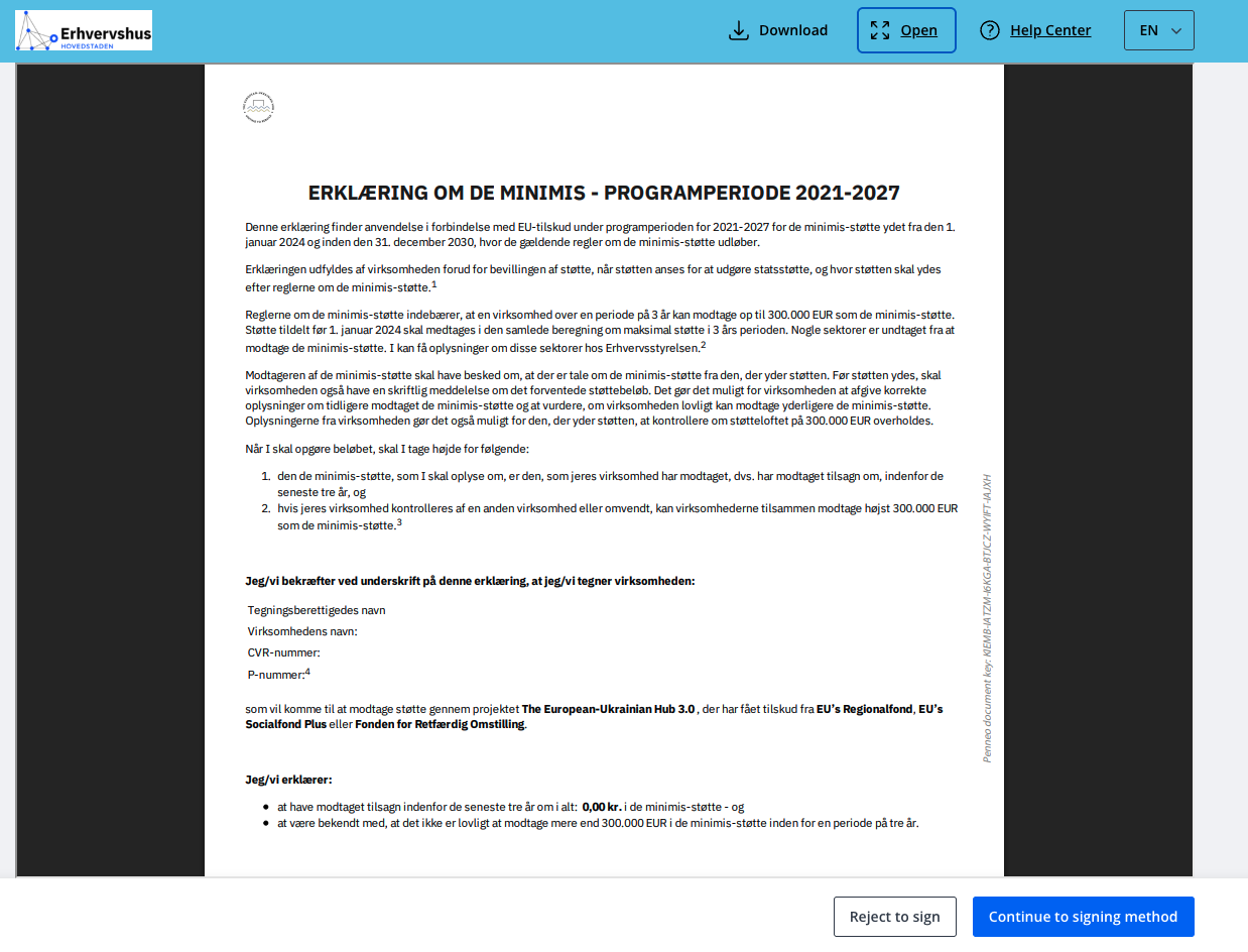 «ERKLÆRING OM DE MINIMIS»